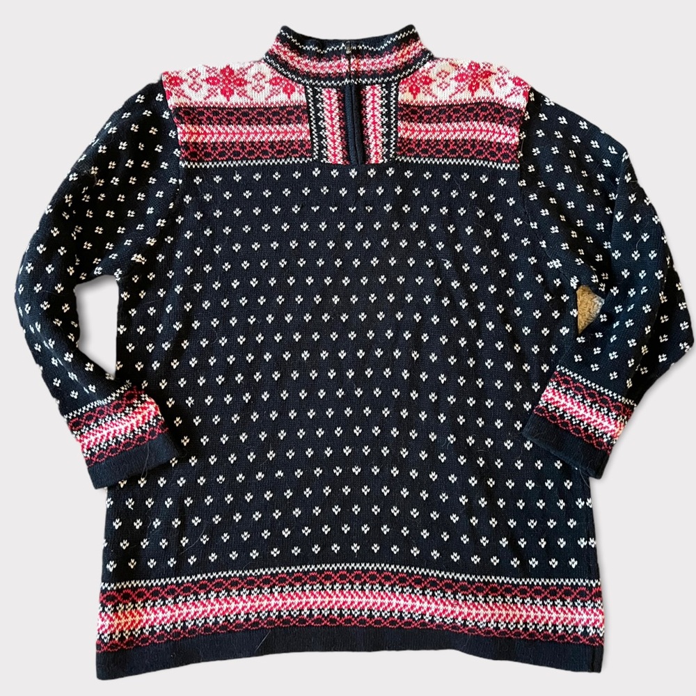 NWT Vintage Prides Landing Fair Isle 1/4 Zip Tunic Sweater Sz Petite Large